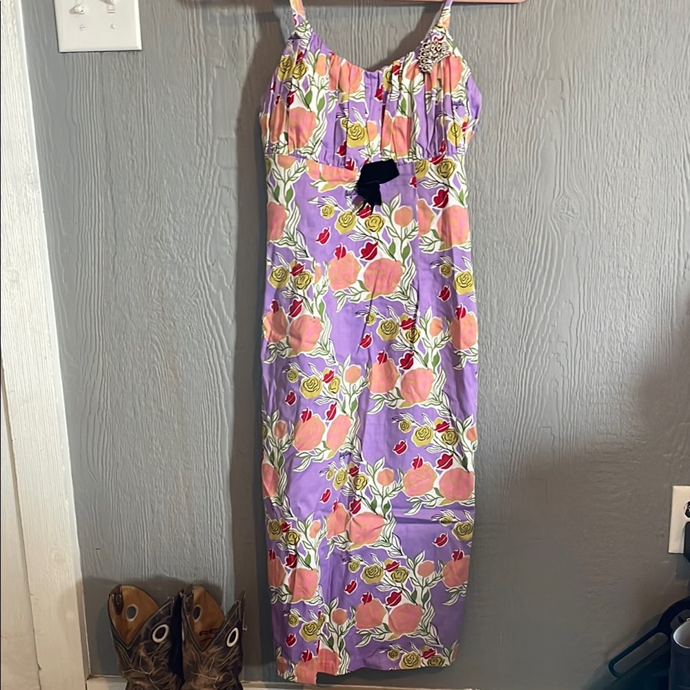 Floral Purple and Pink Prom Dress